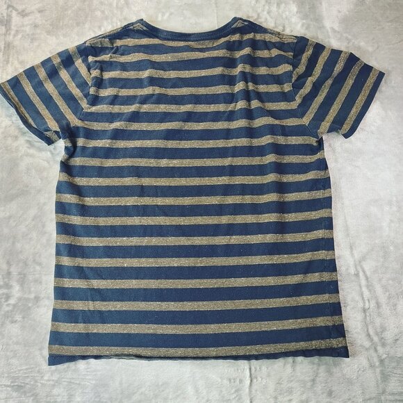 J.Crew Mens‎ Slim T-Shirt Large Navy Gold Striped Pocket Casual Classic Vibe - Picture 6 of 6